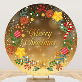 Lofaris Golden Glitter Round Merry Chrismas Party Backdrop